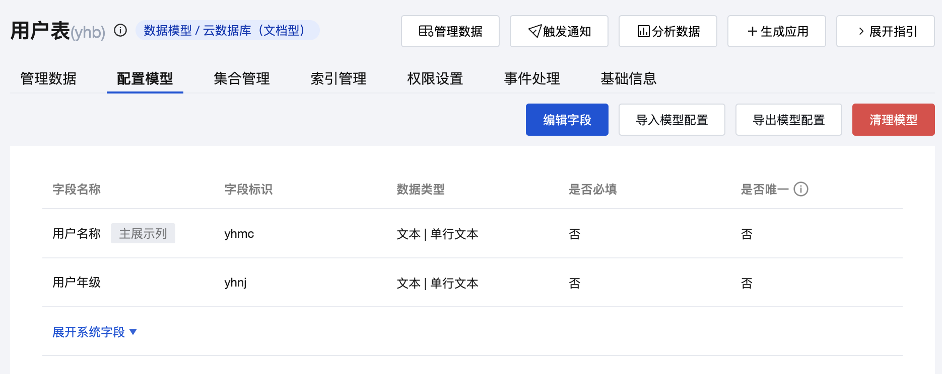 用户表